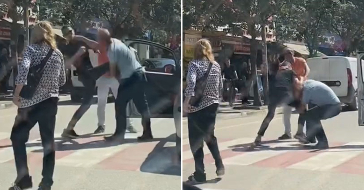 Sürücü ile yaya arasında yumruklu yol kavgası